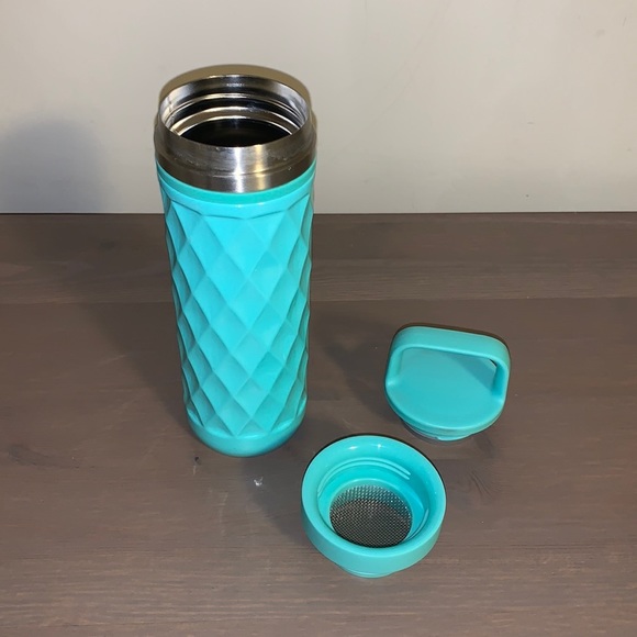 David’s Tea Robin’s Egg Blue Geometric Tumbler with Strainer - Picture 8 of 9
